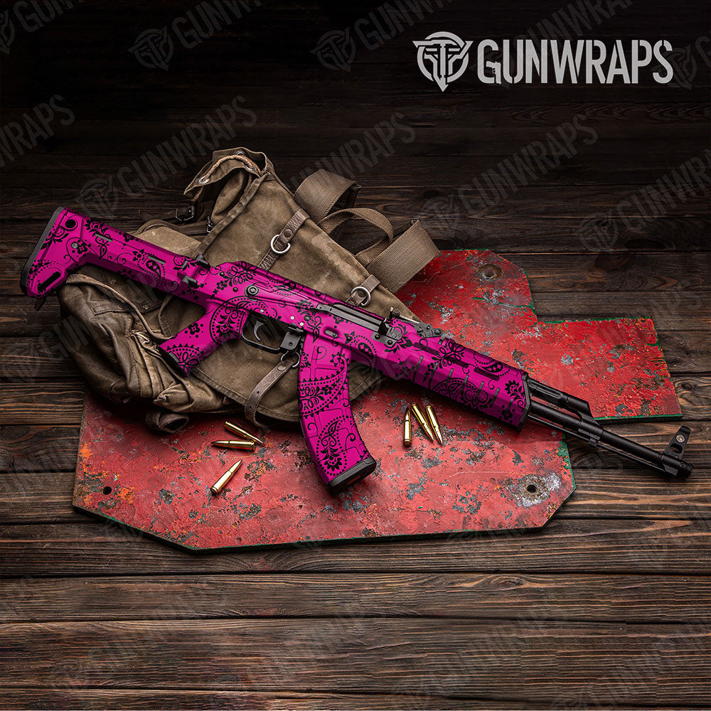 Bandana Magenta And Black Gun Skin Vinyl Wrap