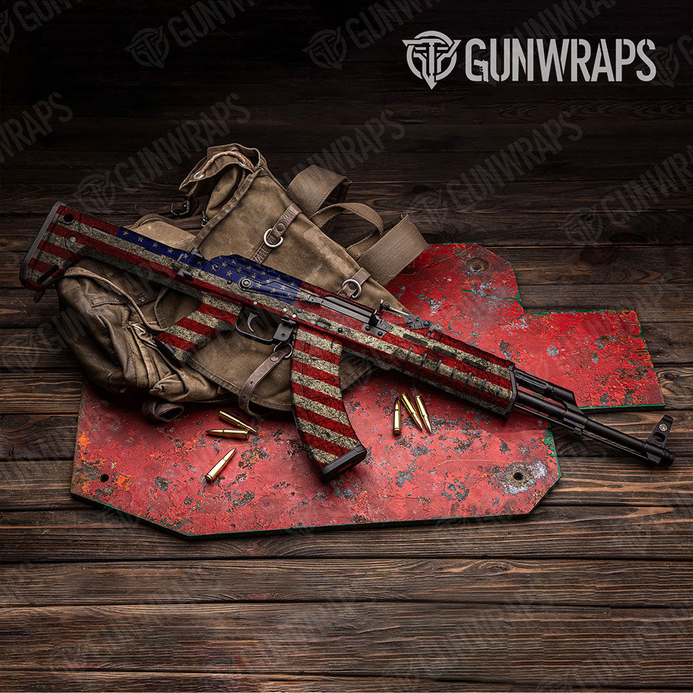 Patriotic American Flag Gun Skin Vinyl Wrap
