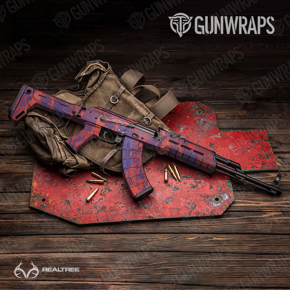 Realtree WAV3 Red Blue Gun Skin Vinyl Wrap