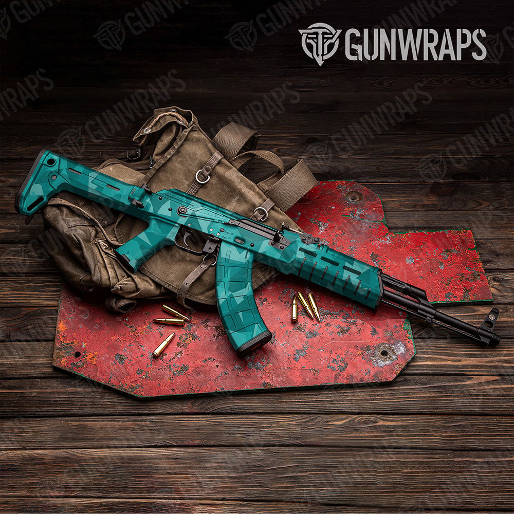 Shattered Elite Tiffany Blue Gun Skin Vinyl Wrap
