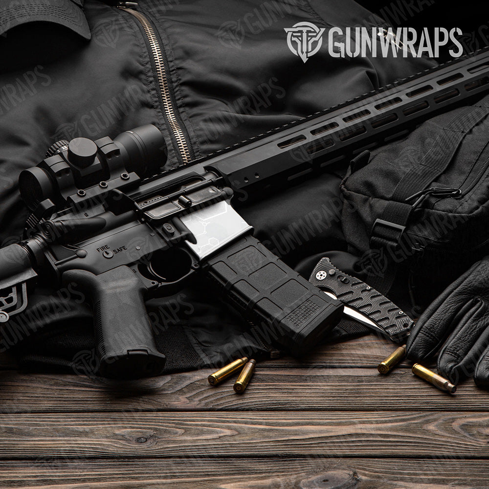AR-15 Mag Well Hex DNA Elite White Gun Skin Vinyl Wrap