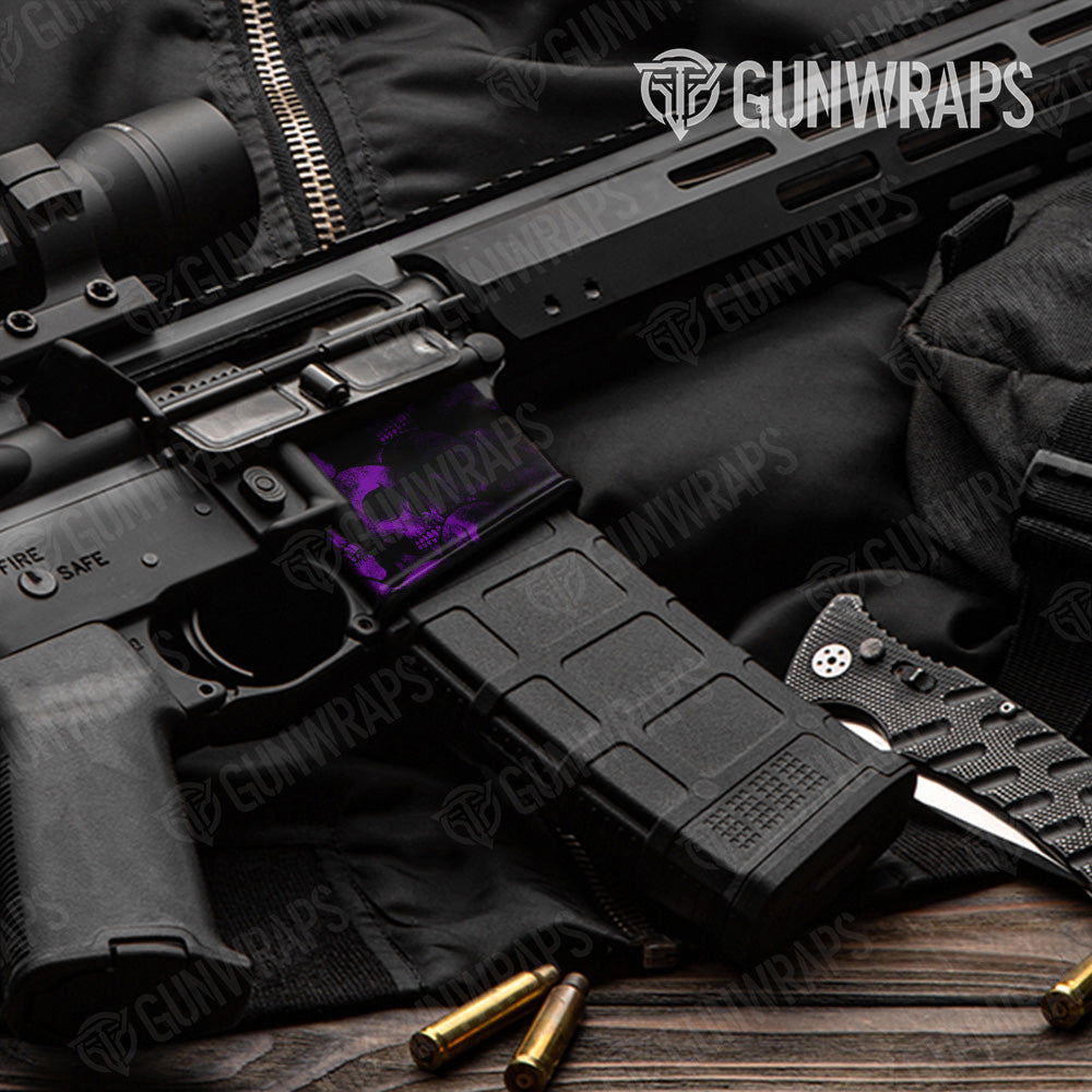 AR-15 Mag Well Skull Purple Gun Skin Vinyl Wrap