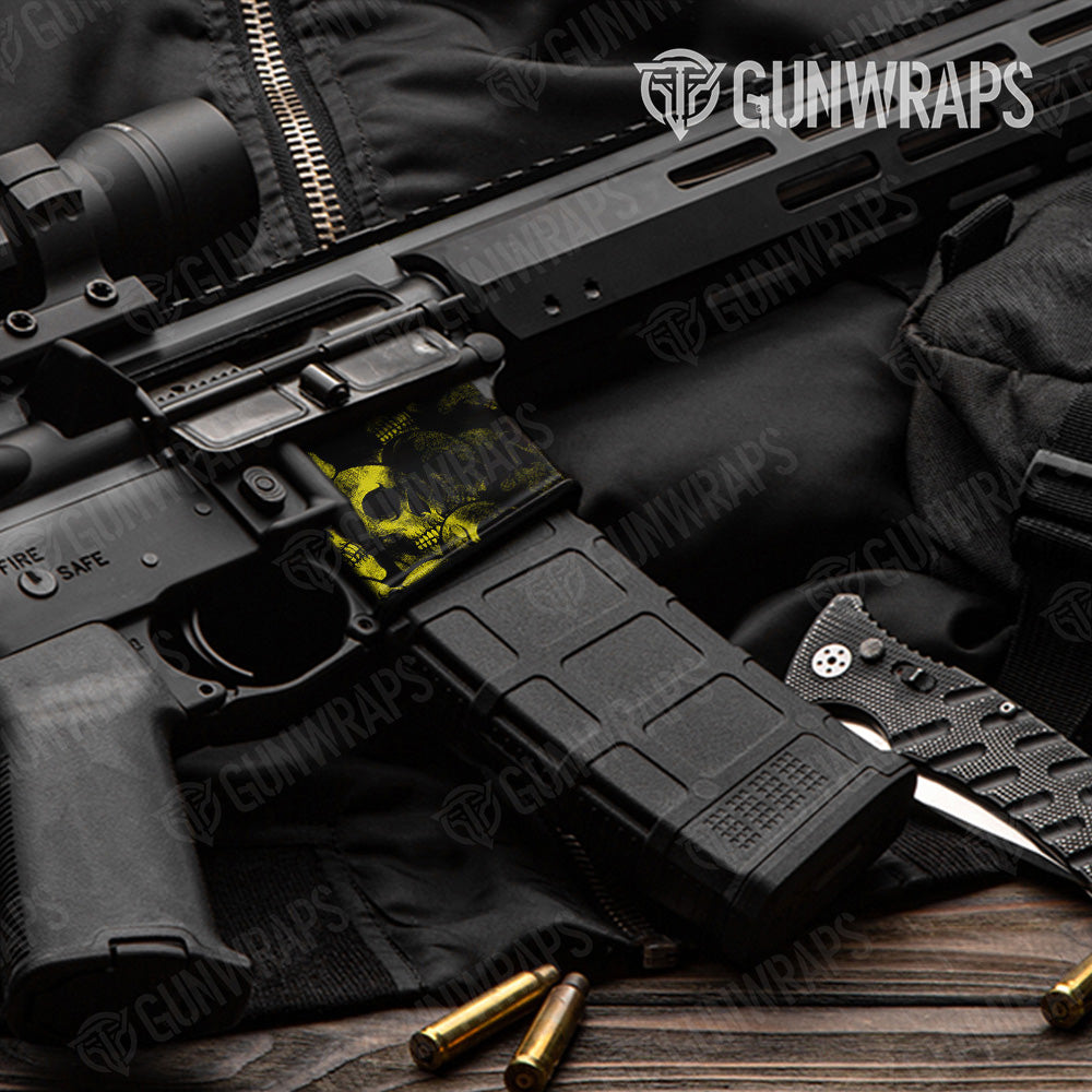 AR-15 Mag Well Skull Yellow Gun Skin Vinyl Wrap