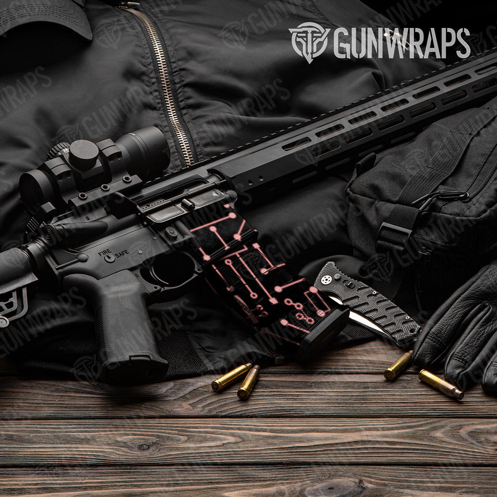 AR-15 Mag & Mag Well Circuit Board Pink Gun Skin Vinyl Wrap