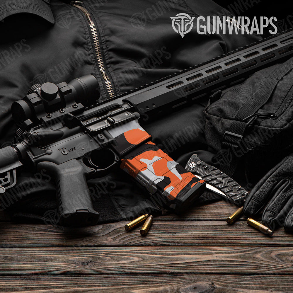AR-15 Mag & Mag Well Classic Orange Tiger Gun Skin Vinyl Wrap