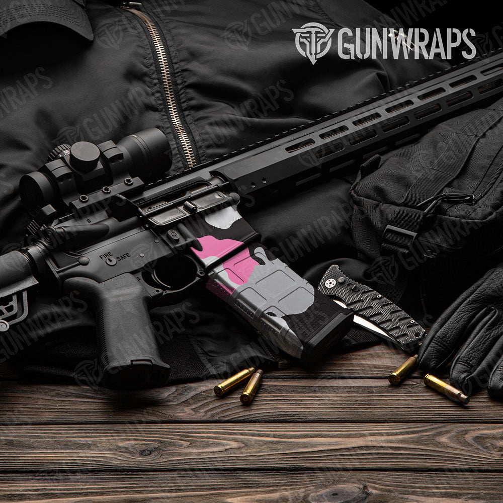 AR-15 Mag & Mag Well Cumulus Pink Tiger Gun Skin Vinyl Wrap