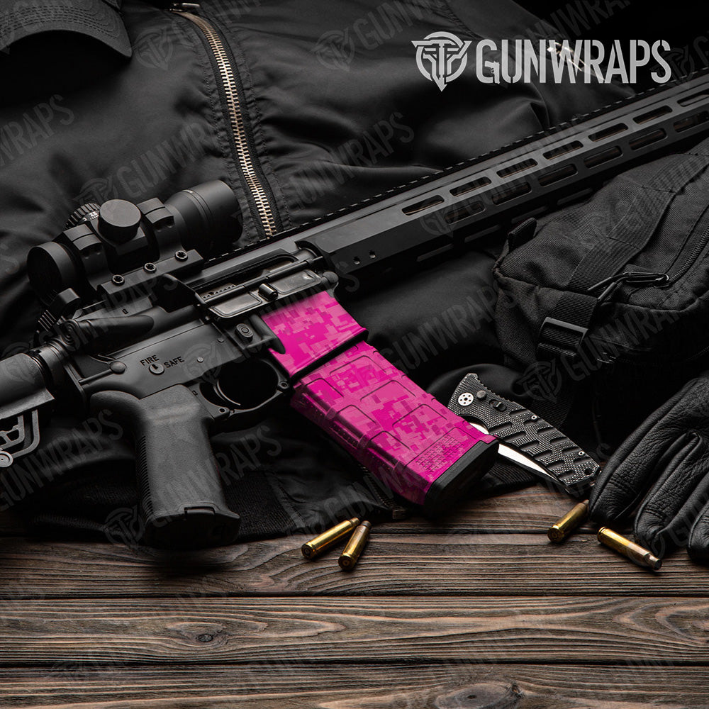 AR-15 Mag & Mag Well Digital Elite Magenta Gun Skin Vinyl Wrap