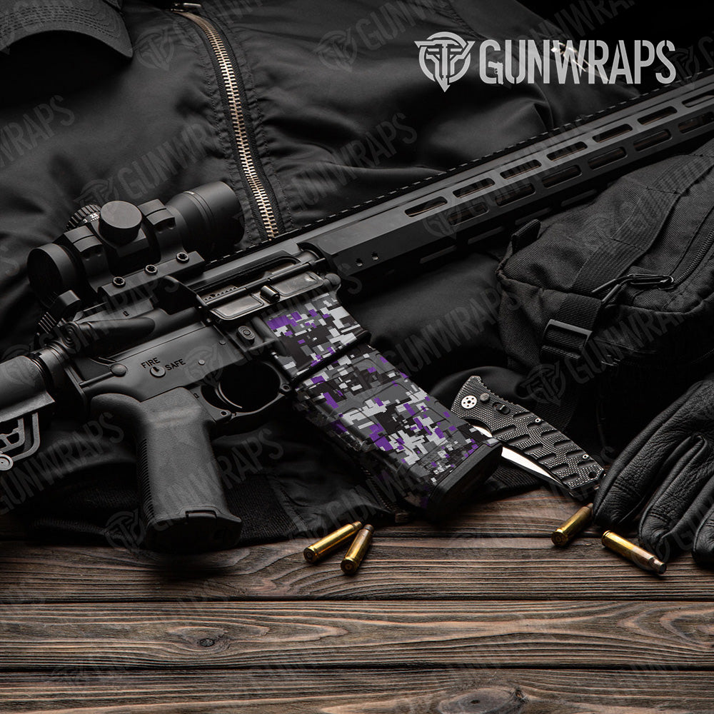 AR-15 Mag & Mag Well Digital Urban Purple Gun Skin Vinyl Wrap