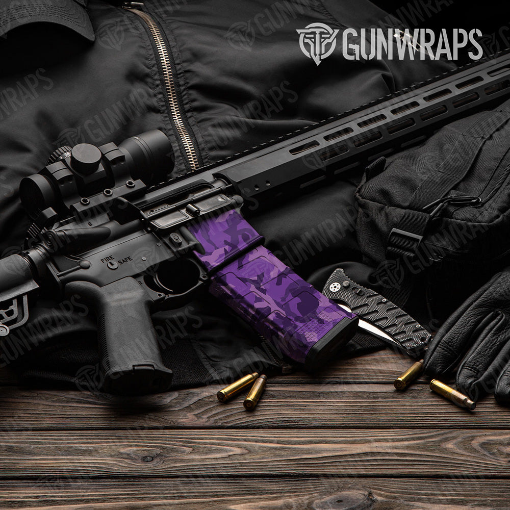 AR-15 Mag & Mag Well Erratic Elite Purple Gun Skin Vinyl Wrap