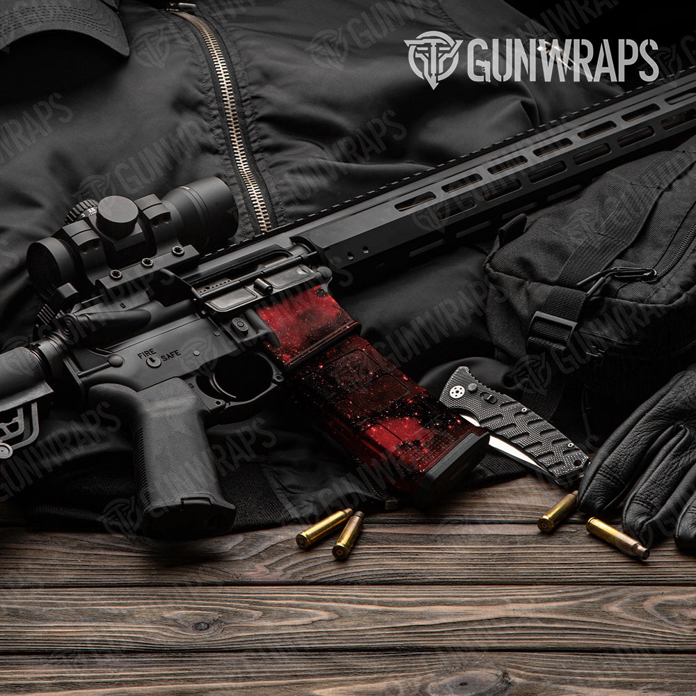 AR-15 Mag & Mag Well Galaxy Red Gun Skin Vinyl Wrap