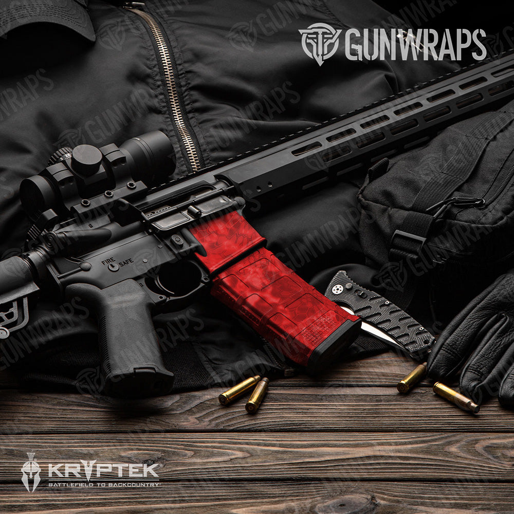 AR-15 Mag & Mag Well Kryptek Red Gun Skin Vinyl Wrap