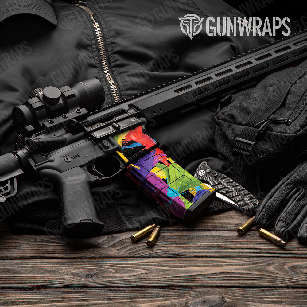 AR-15 Mag & Mag Well Paint Splatter Black Gun Skin Vinyl Wrap