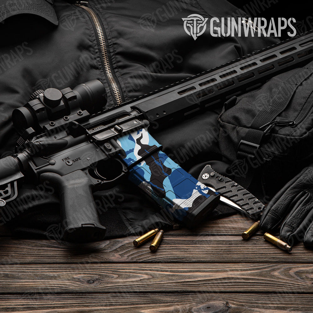 AR-15 Mag & Mag Well Ragged Baby Blue Gun Skin Vinyl Wrap