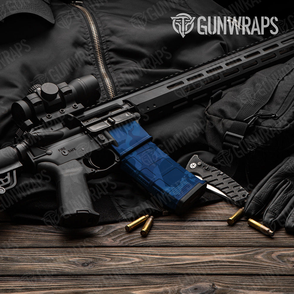 AR-15 Mag & Mag Well Ragged Elite Blue Gun Skin Vinyl Wrap