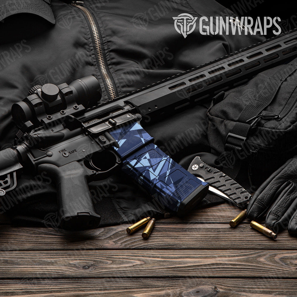 AR-15 Mag & Mag Well Sharp Blue Urban Night Gun Skin Vinyl Wrap