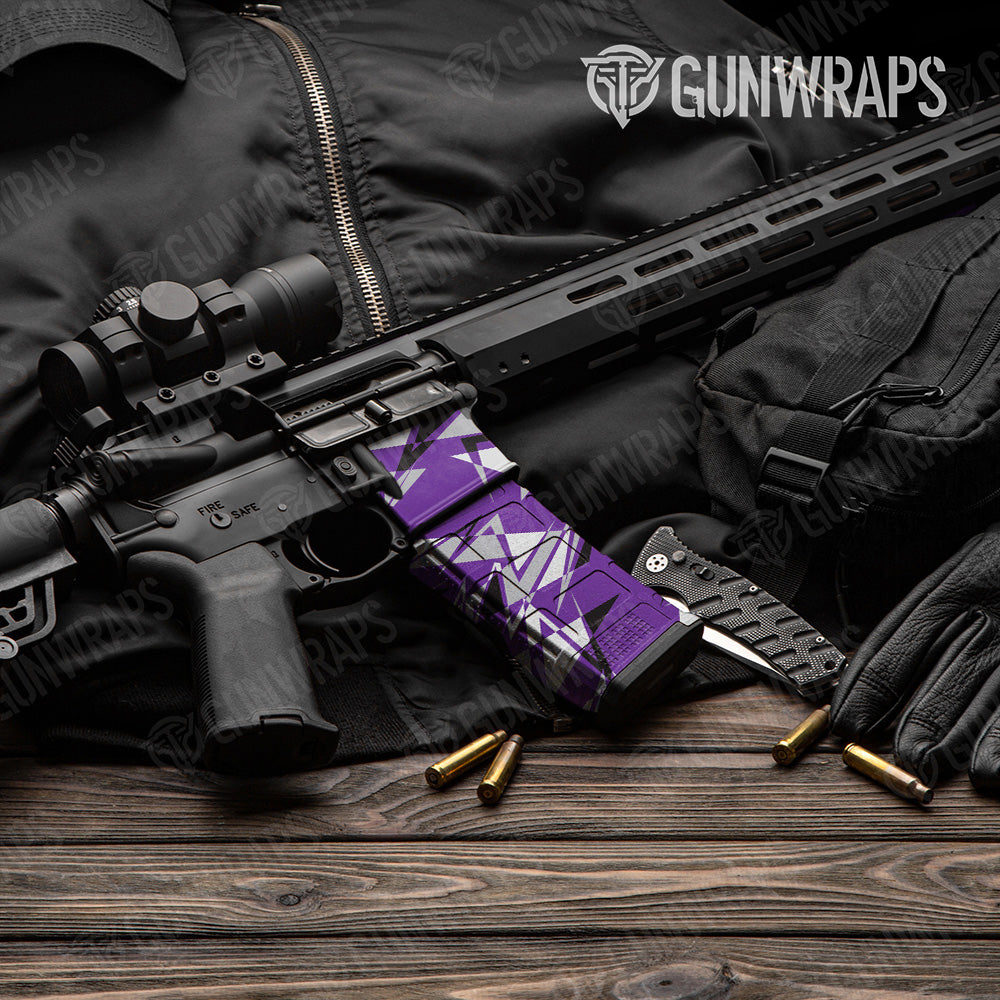 AR-15 Mag & Mag Well Sharp Purple Tiger Gun Skin Vinyl Wrap