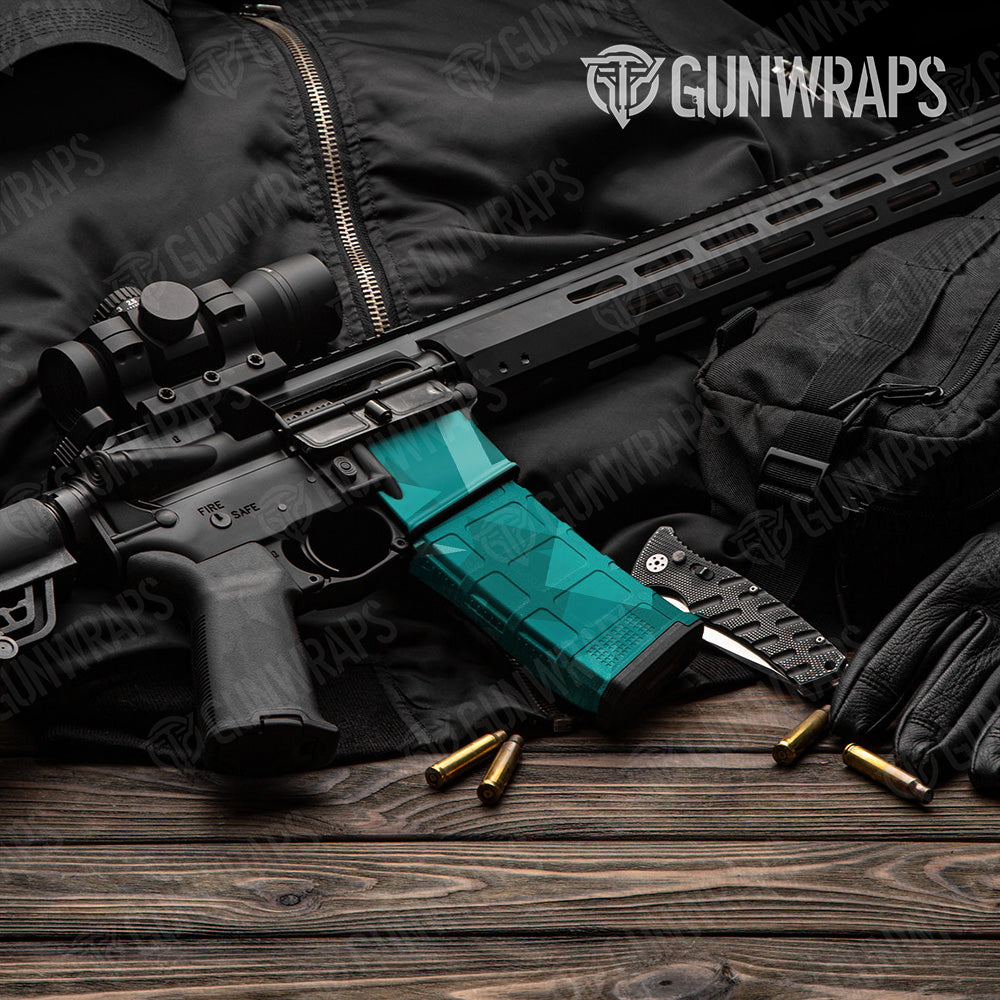 AR-15 Mag & Mag Well Shattered Elite Tiffany Blue Gun Skin Vinyl Wrap