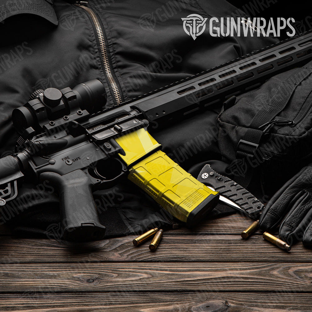 AR-15 Mag & Mag Well Shattered Elite Yellow Gun Skin Vinyl Wrap