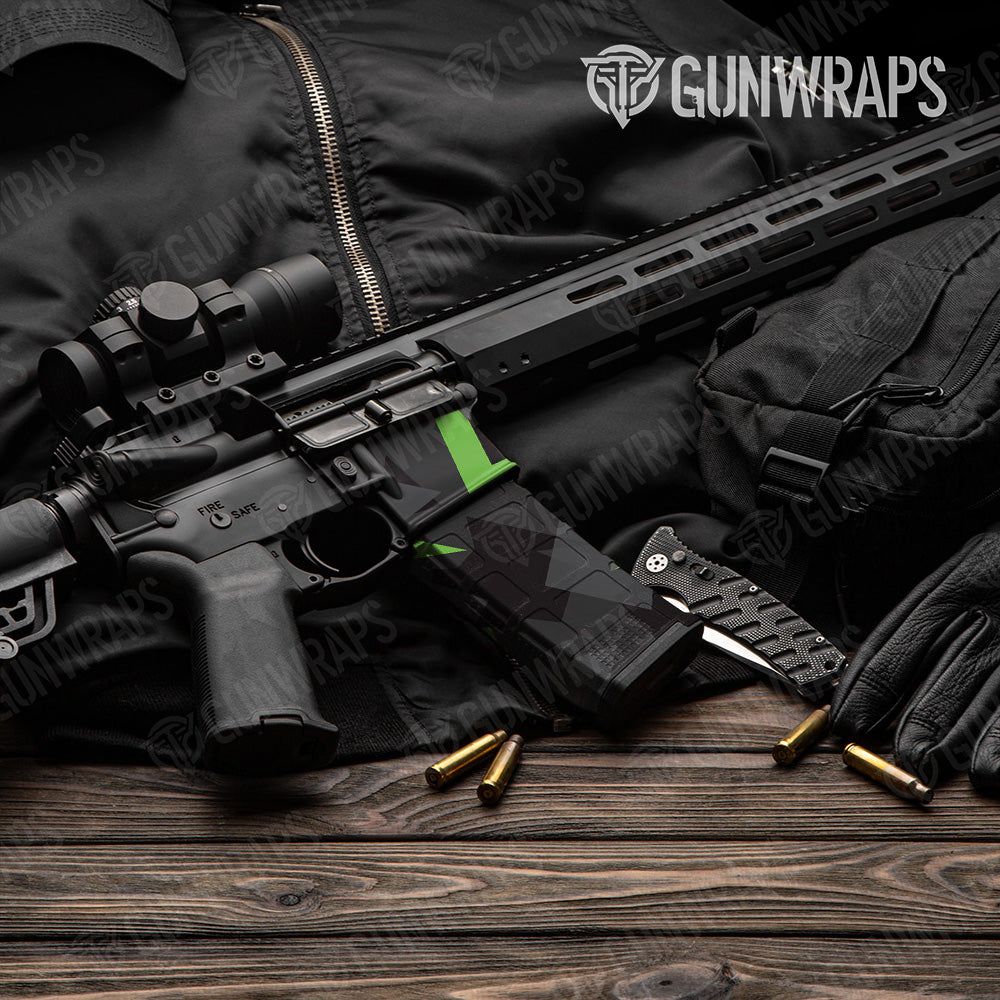 AR-15 Mag & Mag Well Shattered Metro Green Gun Skin Vinyl Wrap