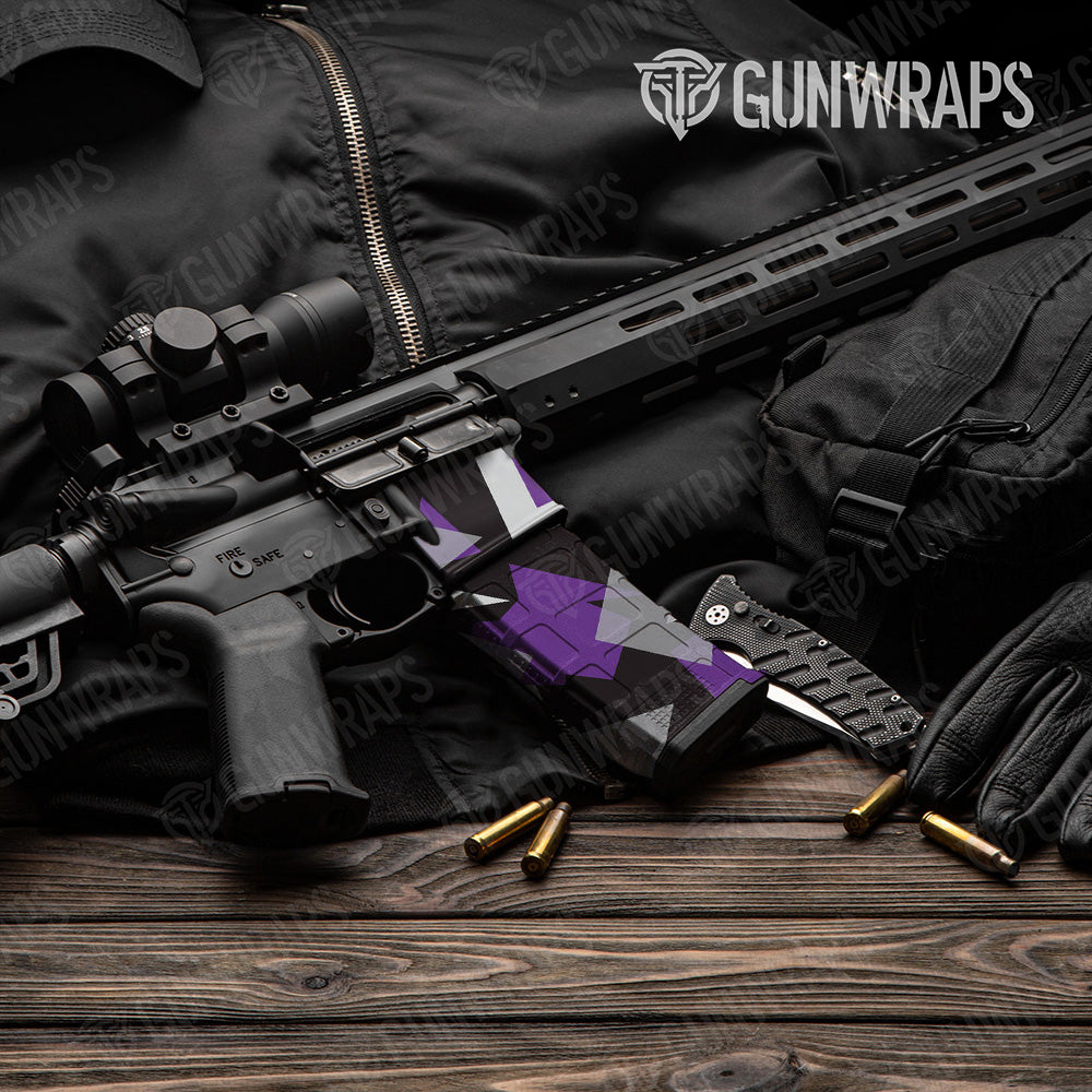 AR-15 Mag & Mag Well Shattered Purple Tiger Gun Skin Vinyl Wrap
