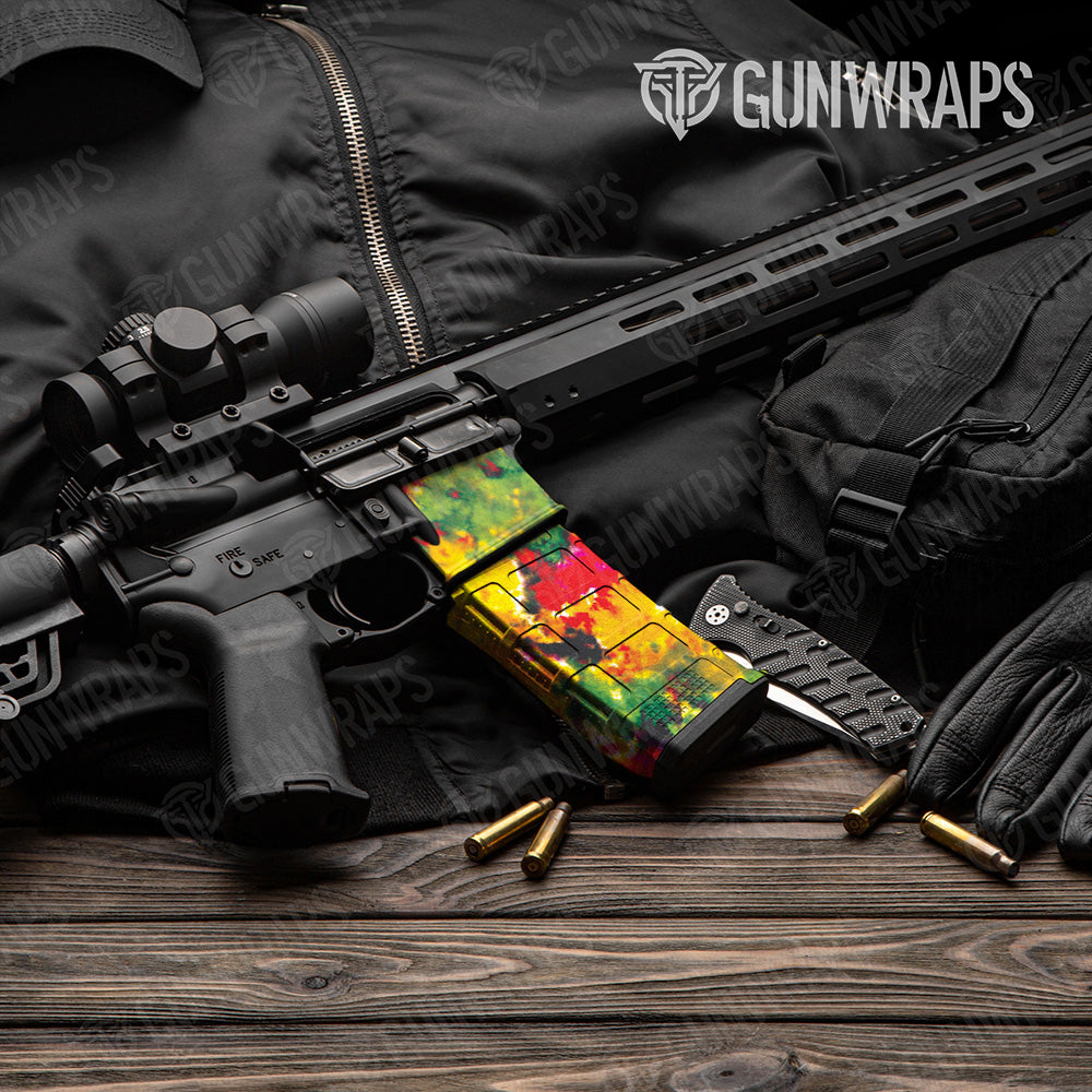AR-15 Mag & Mag Well Tie Dye Flower Child Gun Skin Vinyl Wrap