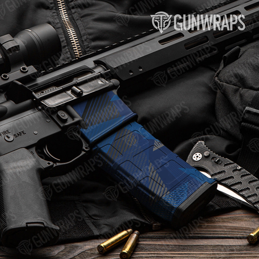 AR-15 Mag & Mag Well Trigon Elite Blue Gun Skin Vinyl Wrap