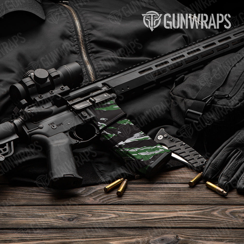 AR-15 Mag & Mag Well Vietnam Tiger Stripe Green Tiger Gun Skin Vinyl Wrap