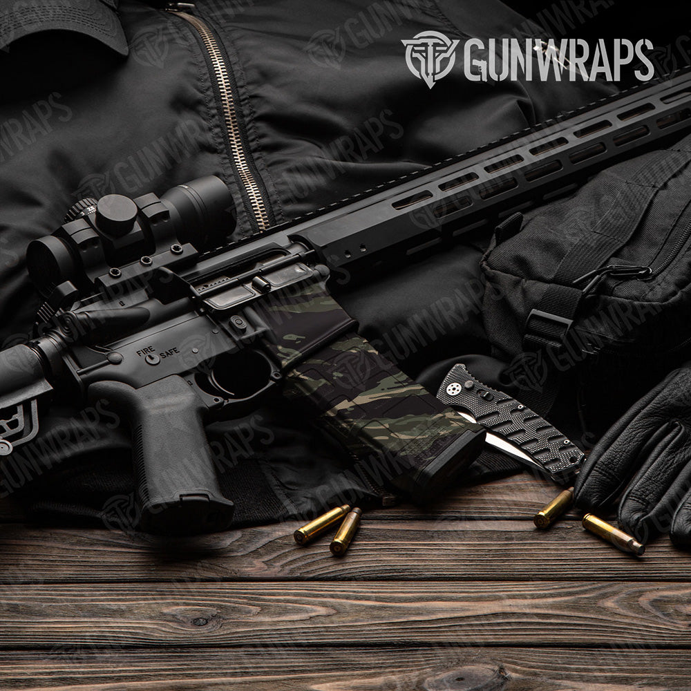 AR-15 Mag & Mag Well Vietnam Tiger Stripe Militant Green Gun Skin Vinyl Wrap