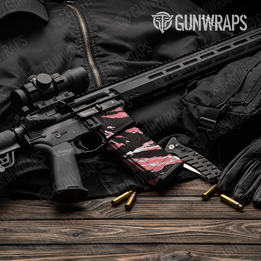 AR-15 Mag & Mag Well Vietnam Tiger Stripe Pink Gun Skin Vinyl Wrap