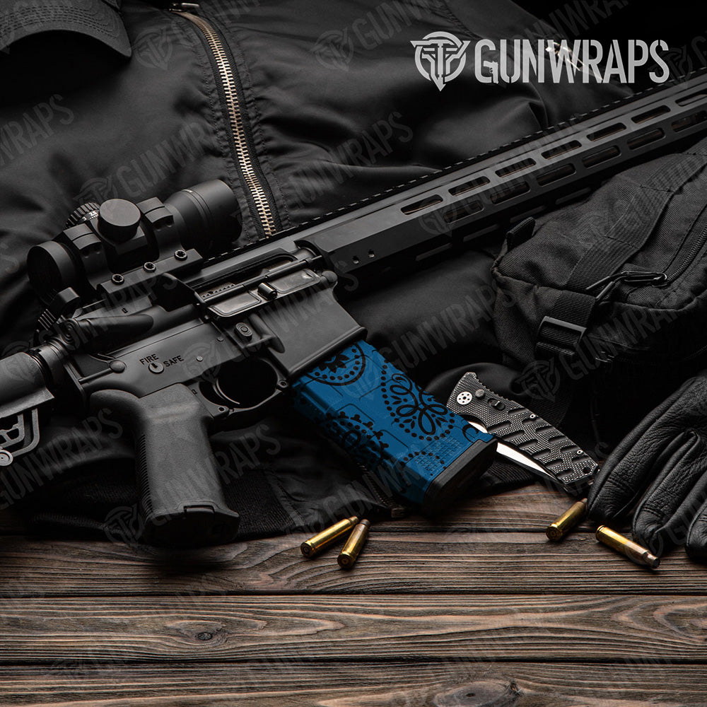 AR-15 Mag Bandana Blue And Black Gun Skin Vinyl Wrap
