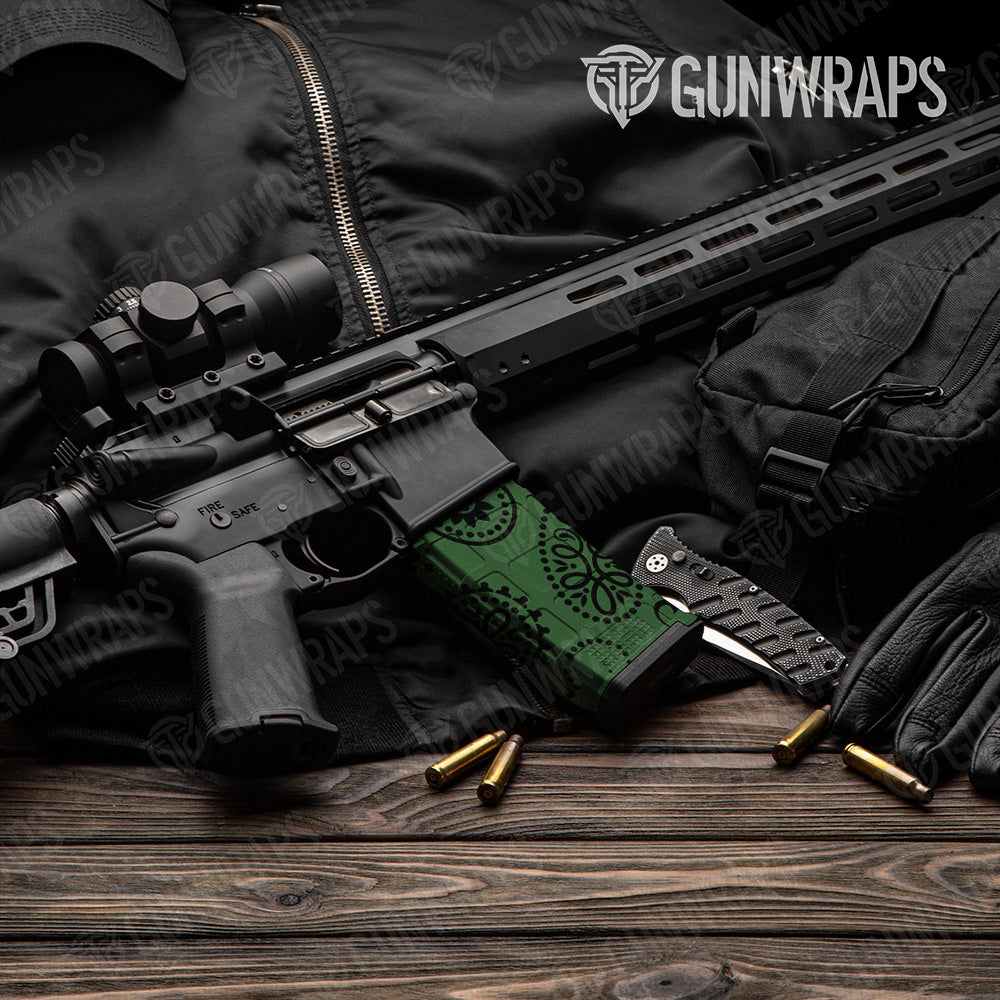 AR-15 Mag Bandana Green And Black Gun Skin Vinyl Wrap