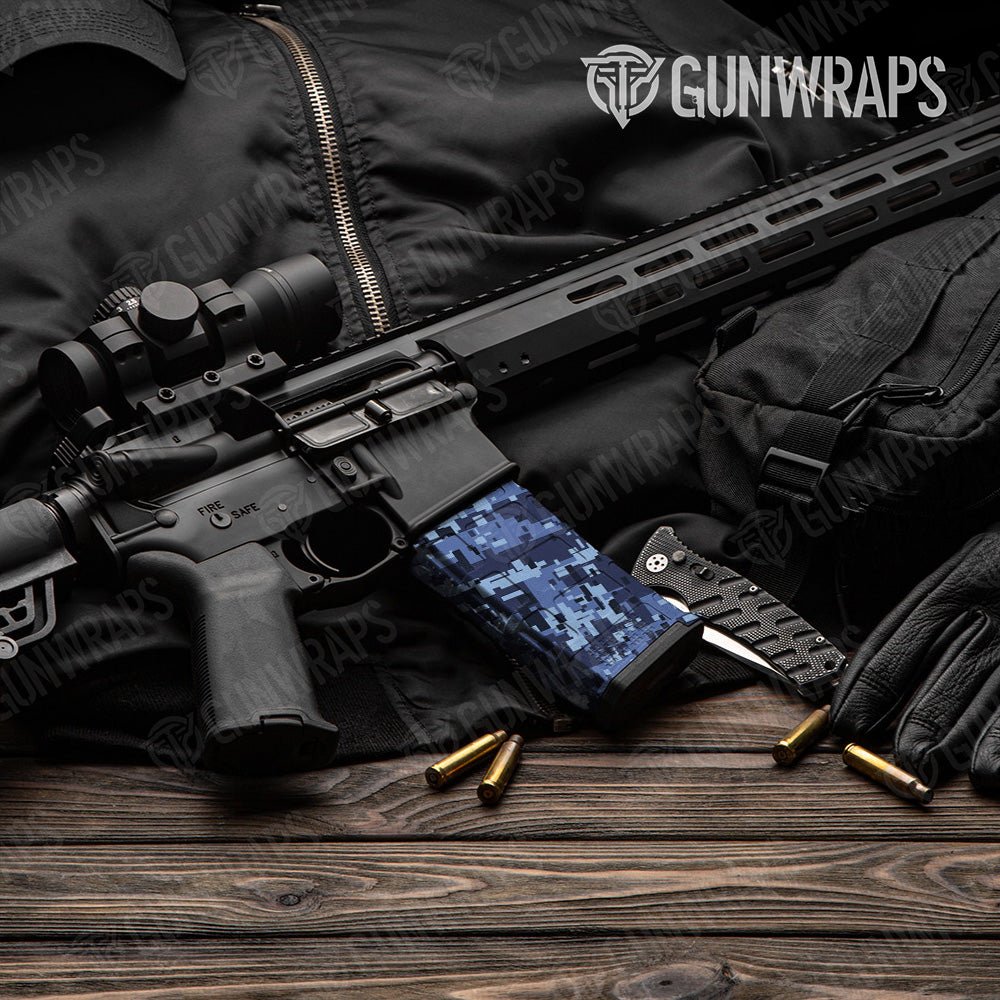 AR-15 Mag Digital Blue Urban Night Gun Skin Vinyl Wrap