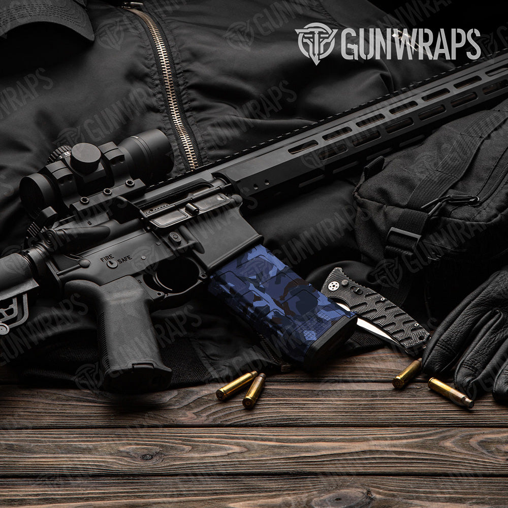 AR-15 Mag Erratic Blue Midnight Gun Skin Vinyl Wrap