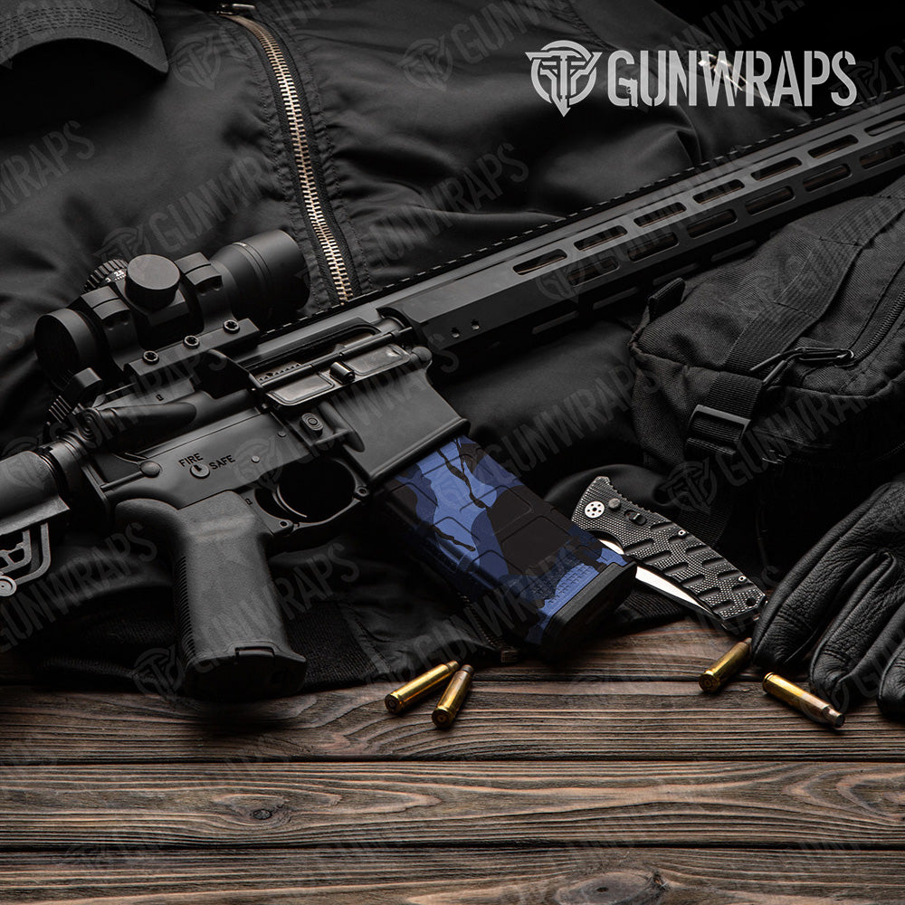 AR-15 Mag Ragged Blue Midnight Gun Skin Vinyl Wrap