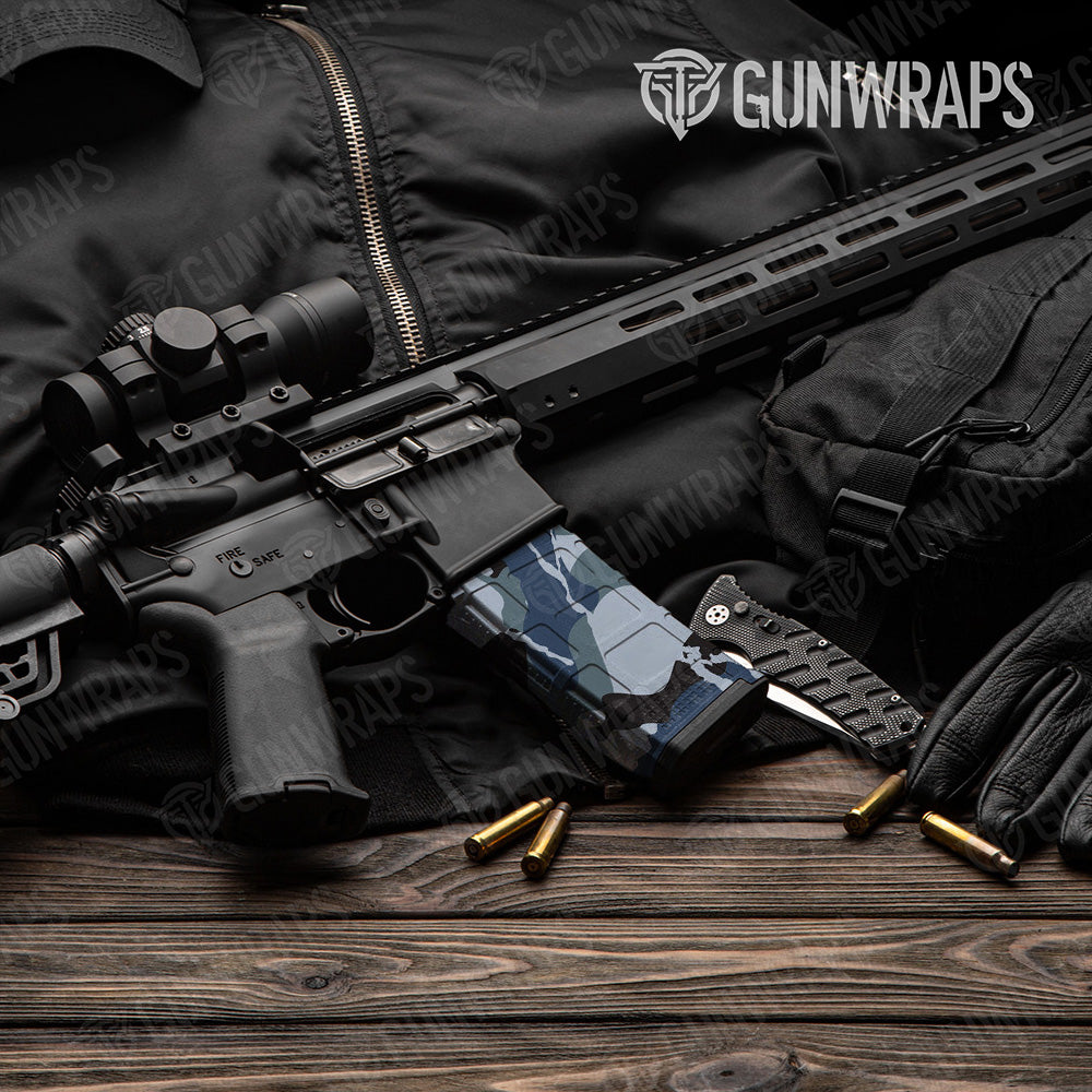 AR-15 Mag Ragged Navy Gun Skin Vinyl Wrap