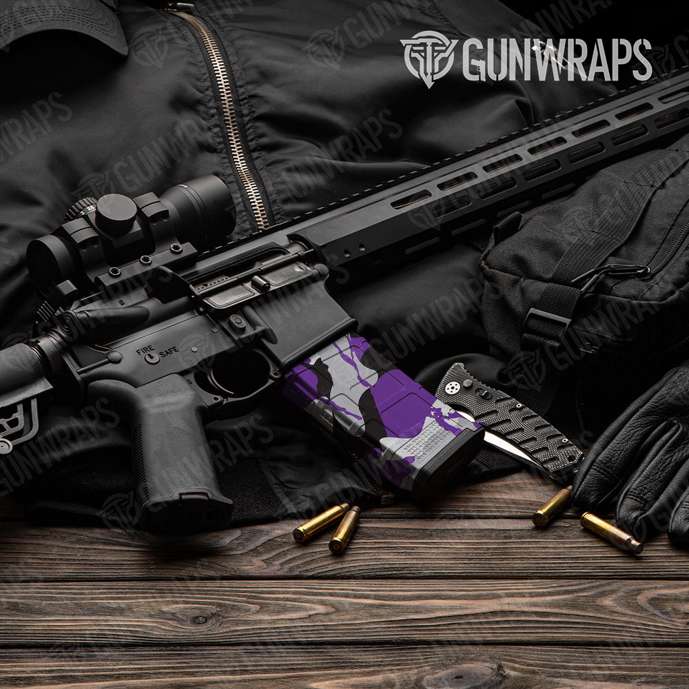 AR-15 Mag Ragged Purple Tiger Gun Skin Vinyl Wrap