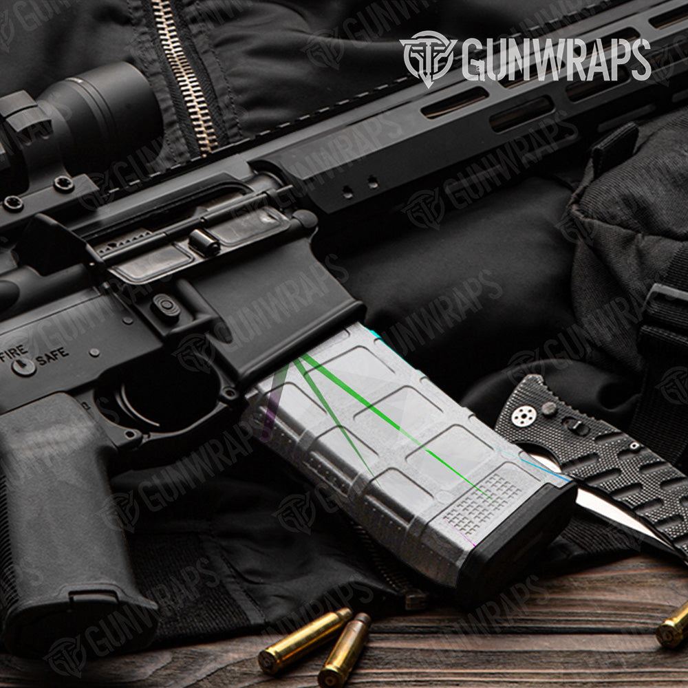 AR-15 Mag Shattered Laser Elite White Retro Gun Skin Vinyl Wrap