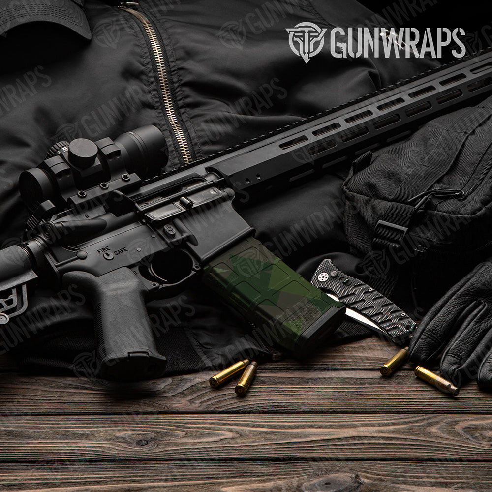 AR-15 Mag Shattered Army Dark Green Gun Skin Vinyl Wrap