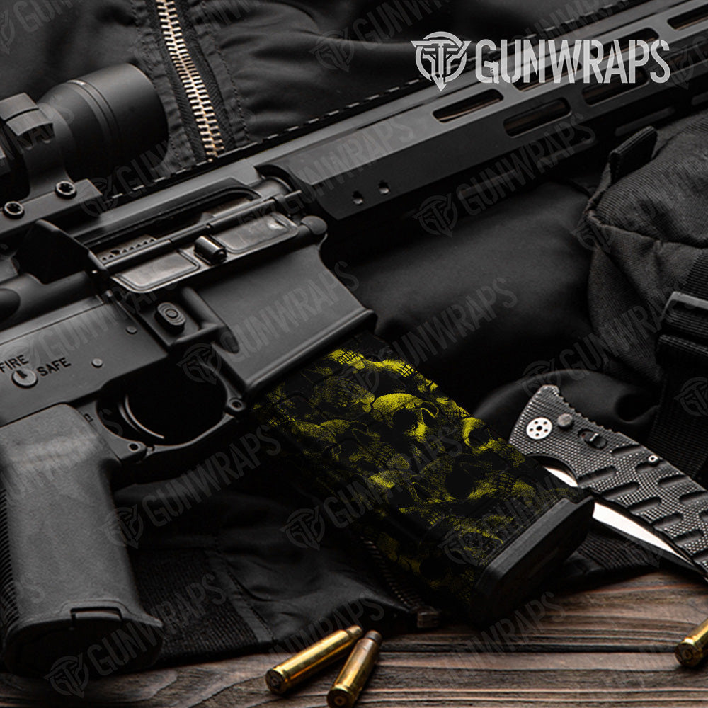 AR-15 Mag Skull Yellow Gun Skin Vinyl Wrap