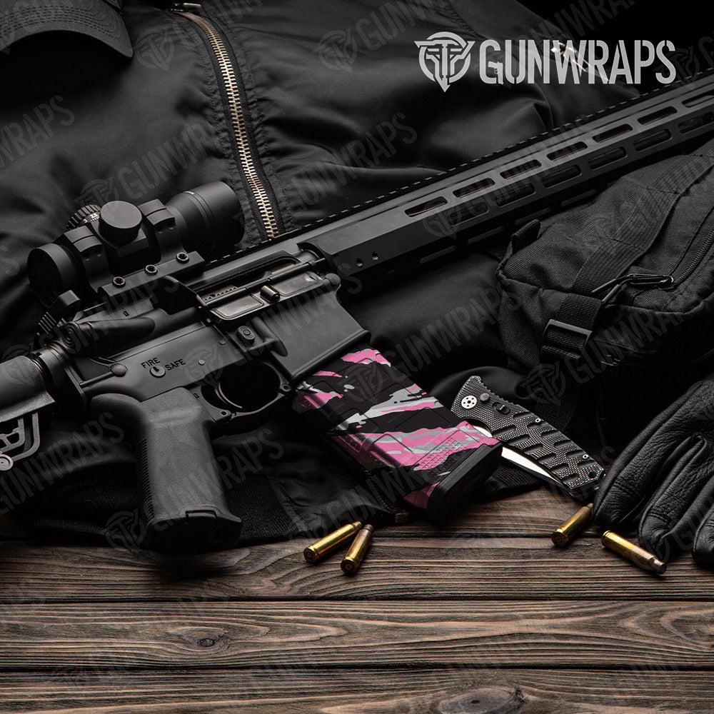 AR-15 Mag Vietnam Tiger Stripe Pink Tiger Gun Skin Vinyl Wrap