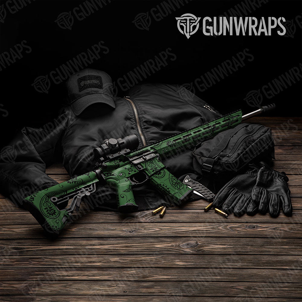 Bandana Green And Black Gun Skin Vinyl Wrap