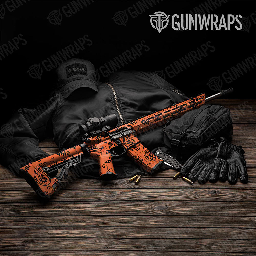 Bandana Orange And Black Gun Skin Vinyl Wrap