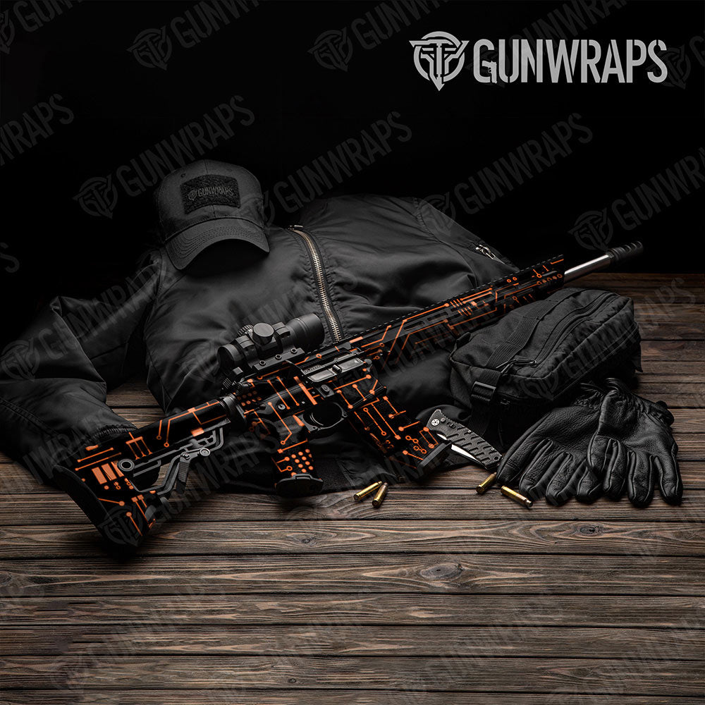 AR-15 Circuit Board Orange Gun Skin Vinyl Wrap
