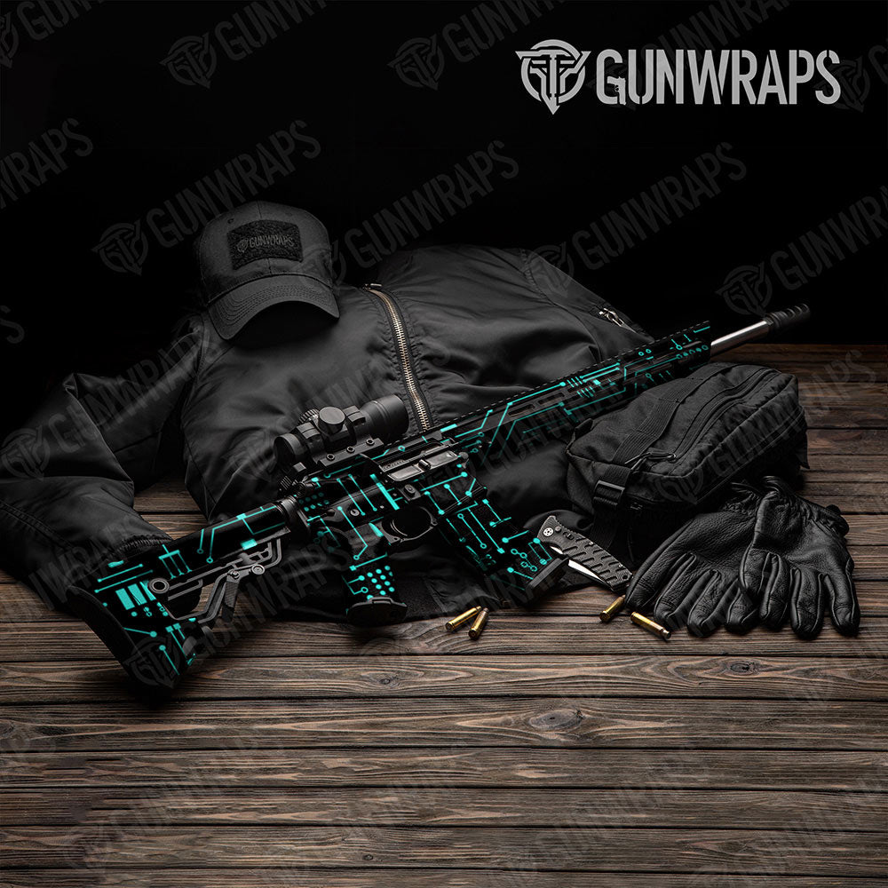 AR-15 Circuit Board Tiffany Blue Gun Skin Vinyl Wrap
