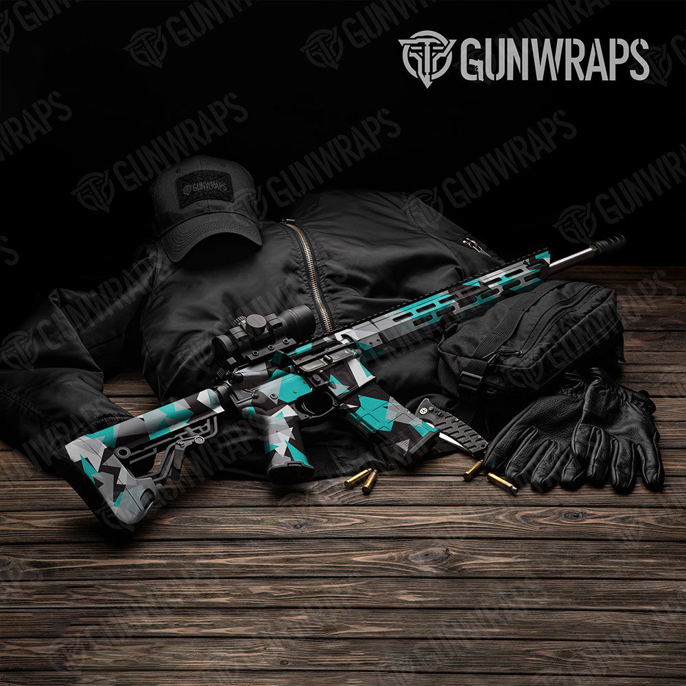 Shattered Tiffany Blue Tiger Gun Skin Vinyl Wrap