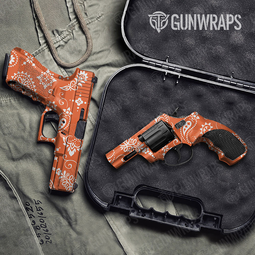 Bandana Orange And White Gun Skin Vinyl Wrap