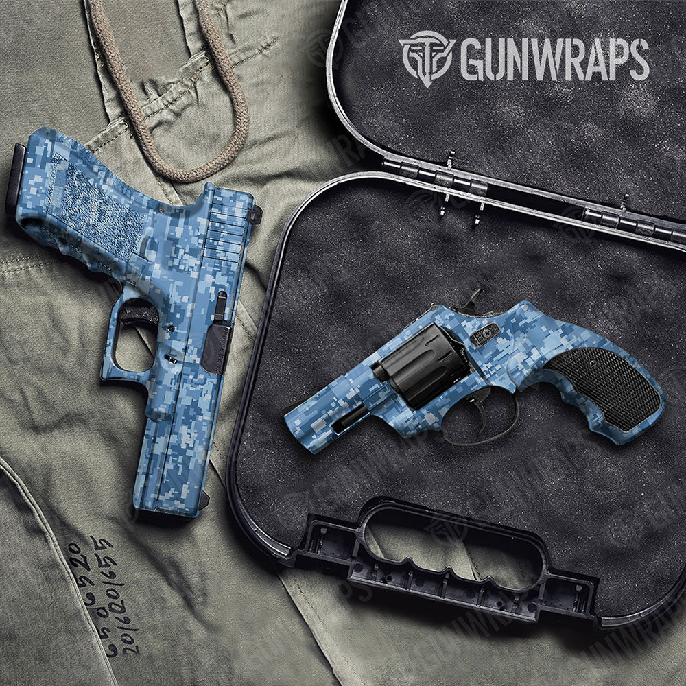 Digital Cool Blue Gun Skin Vinyl Wrap