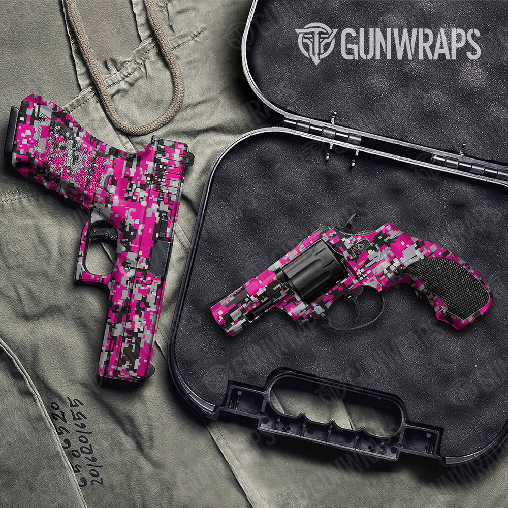 Digital Magenta Tiger Gun Skin Vinyl Wrap