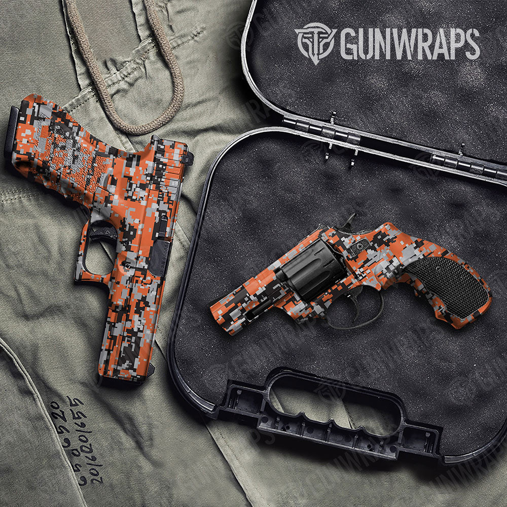 Digital Orange Tiger Gun Skin Vinyl Wrap