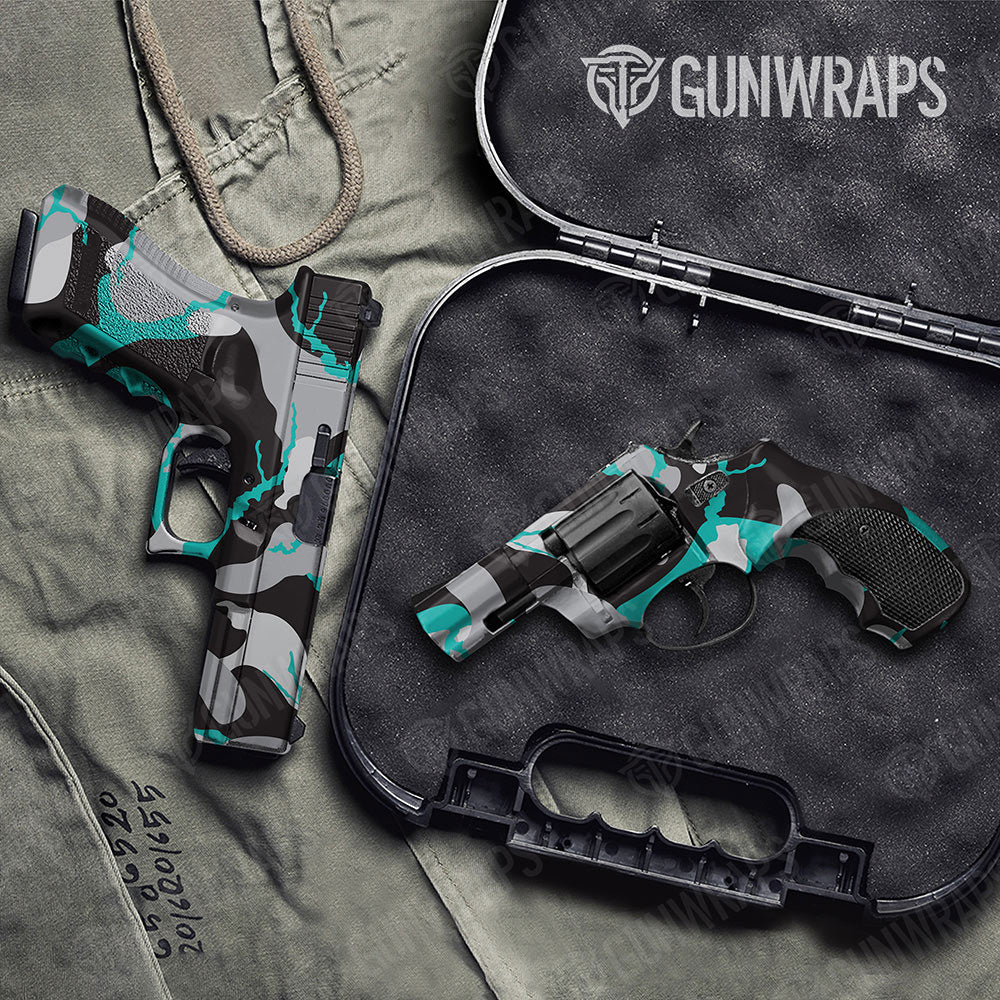 Ragged Tiffany Blue Tiger Gun Skin Vinyl Wrap